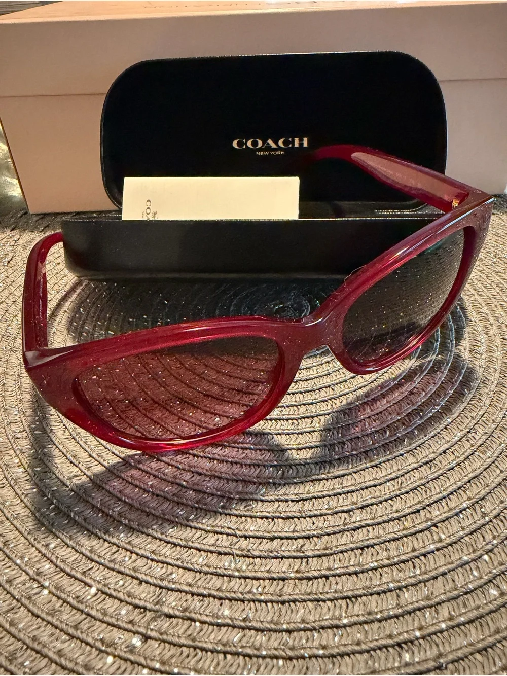 COACH Women's Burgundy Oversized Classic Sunglasses